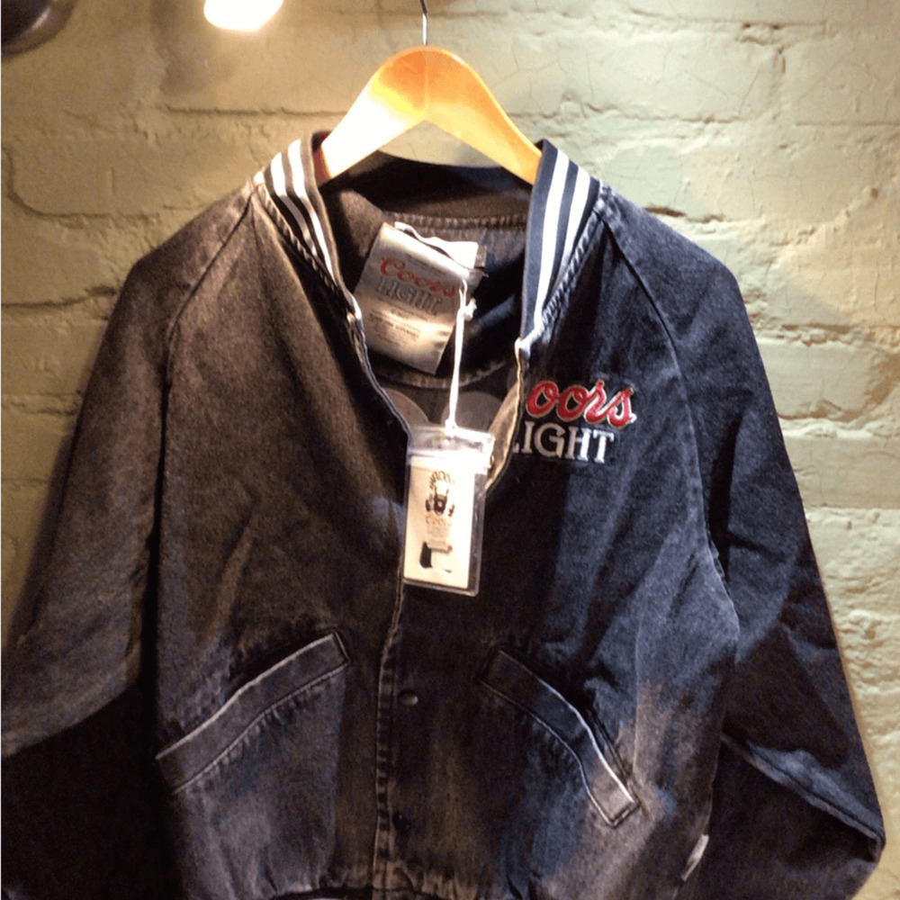 NEW! Rare The Laundry Room Black Denim Jacket with Red and White Logo - Picture 4 of 8